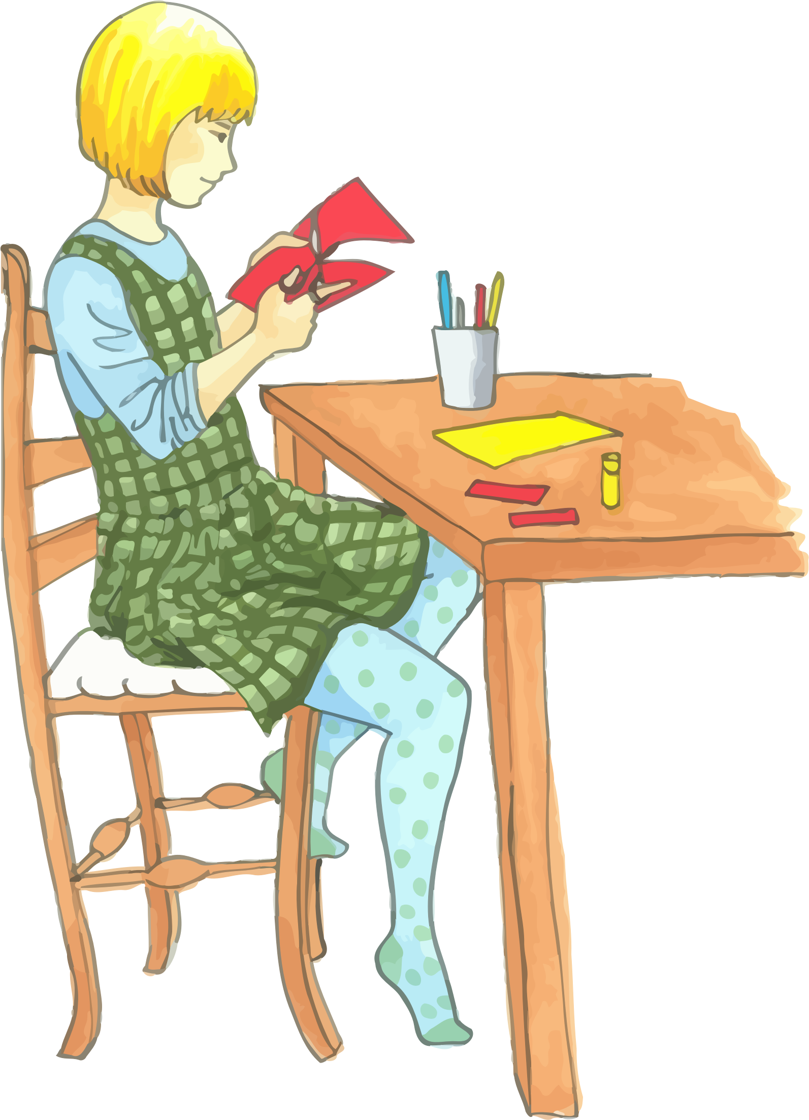 This Free Icons Png Design Of Blonde Girl Doing Crafts (1593x2205), Png Download