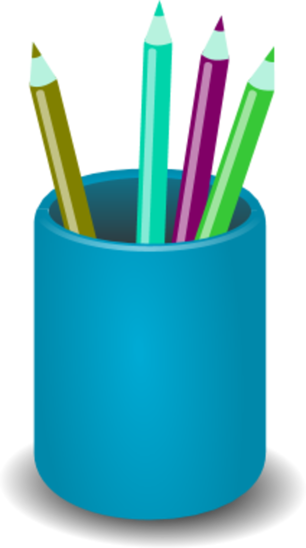 Crafts Clipart Pen Cup Graphic Black And White Download - Pen Holder Vector Png (600x1073), Png Download
