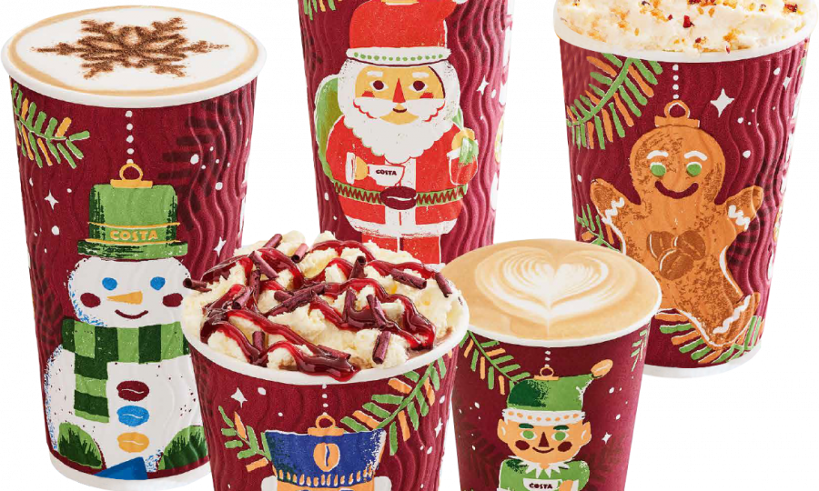 Costa Christmas Takeaway Cups - Costa Christmas Hot Chocolate (900x540), Png Download