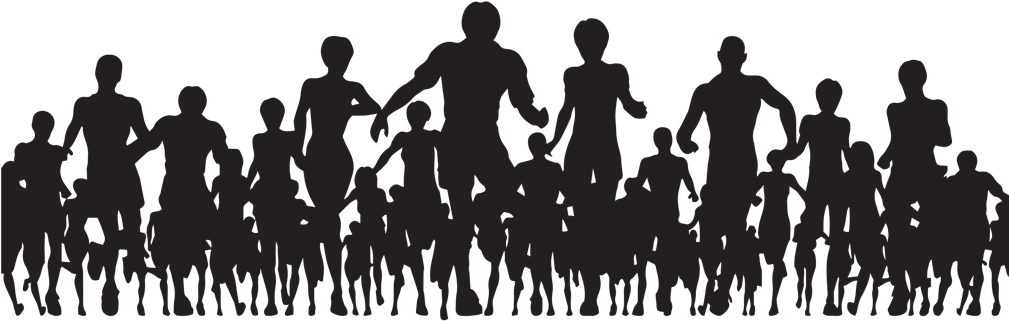 People Running Silhouette Png Picture Royalty Free - Mob Silhouette (1008x365), Png Download