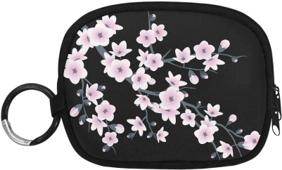 Cherry Blossoms Sakura Floral Pink Black Coin Purse - Black Bags With Sakura Blossoms (500x500), Png Download