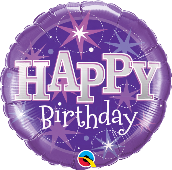 18″ Birthday Purple Sparkle Balloon - Birthday Purple Sparkle Foil Balloon (600x592), Png Download