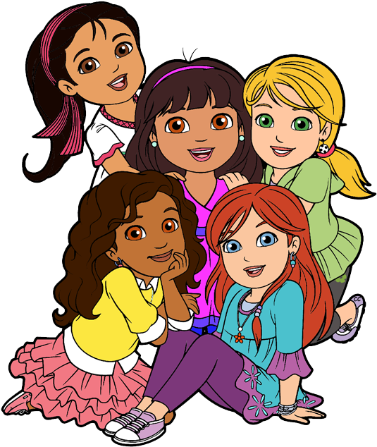 Banner Library Stock Dora And Friends Clipart - Happy Friendship Day Girls (541x640), Png Download