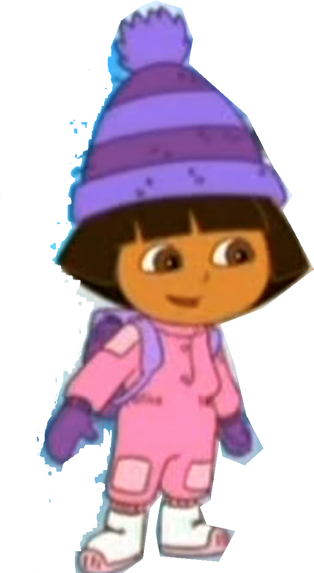 Dora In Winter Wear - Cartoon (684x1278), Png Download