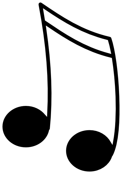 Music Notes Black And White 16th Notes Black W White - Black And White Notes (414x593), Png Download