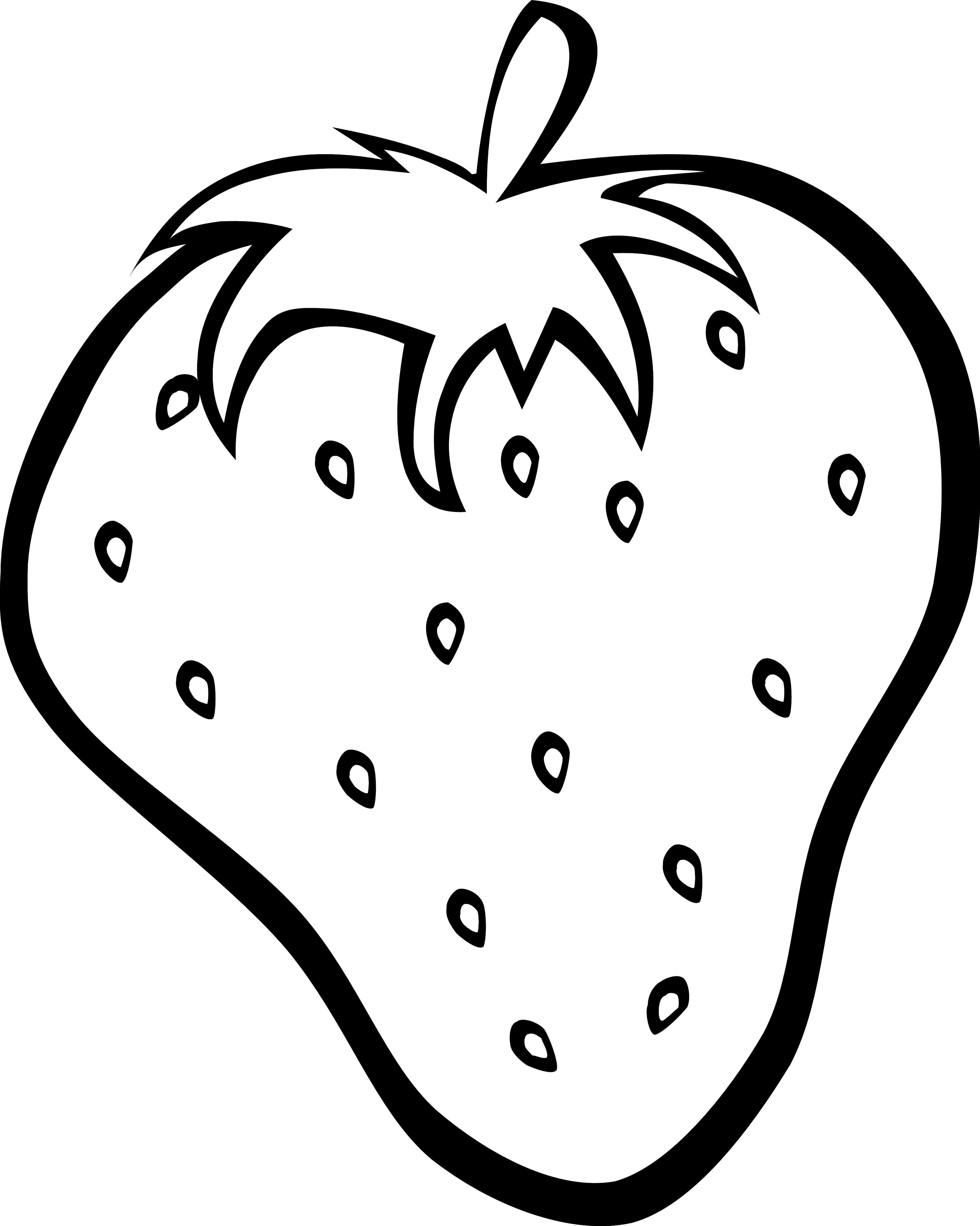 Bowl Of Fruits Drawing At Getdrawings - Strawberry Clipart Black And White (3333x4169), Png Download