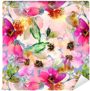 Seamless Summer Pattern With Watercolor Flowers Handmade - Poetry Ms: Volume 2 (400x400), Png Download