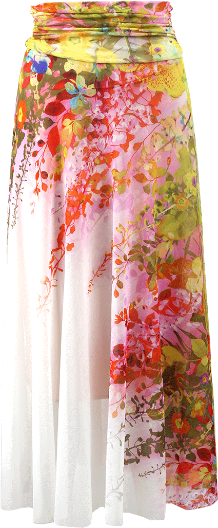 Pull-on Floral Print Maxi Skirt - Skirt (960x1223), Png Download