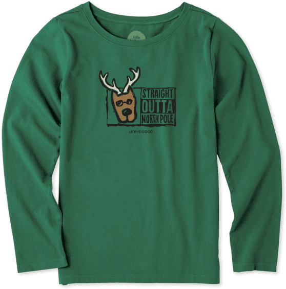 Girls Straight Outta North Pole Girls Long Sleeve Crusher (570x570), Png Download