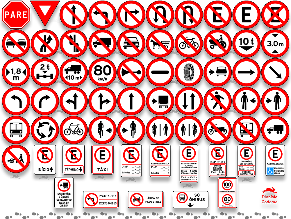 Placas De Trânsito Utilizadas No Brasil (1000x763), Png Download
