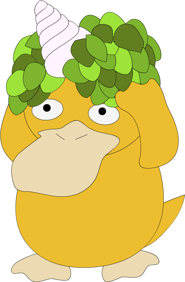 Psyduck Com Cabelo Do Tom E Um Chifre De Unicórnio (1000x1000), Png Download