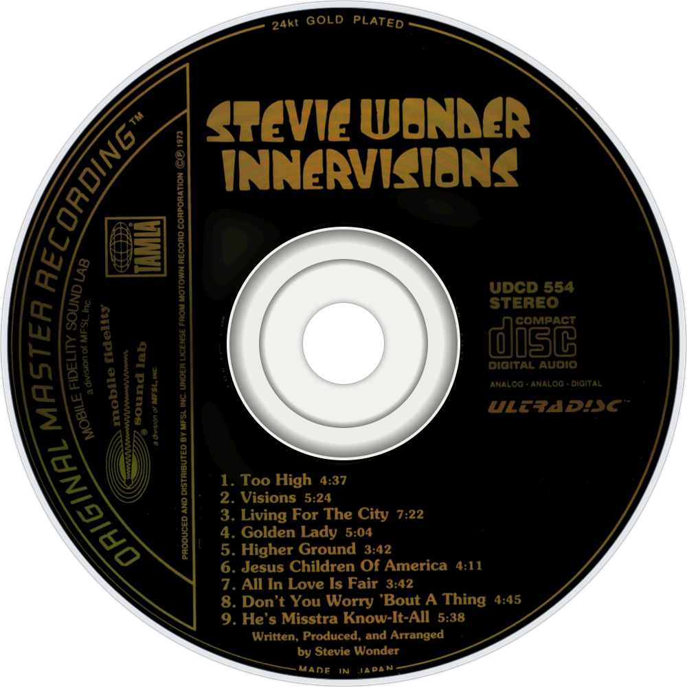 Stevie Wonder Innervisions Cd Disc Image (1000x1000), Png Download