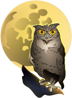 Owl And Full Moon (674x518), Png Download
