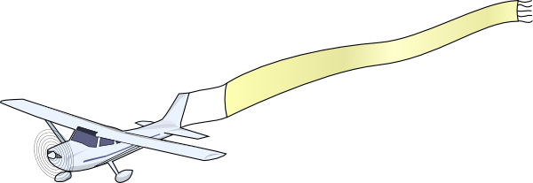 Small - Plane With Banner Clipart (600x207), Png Download