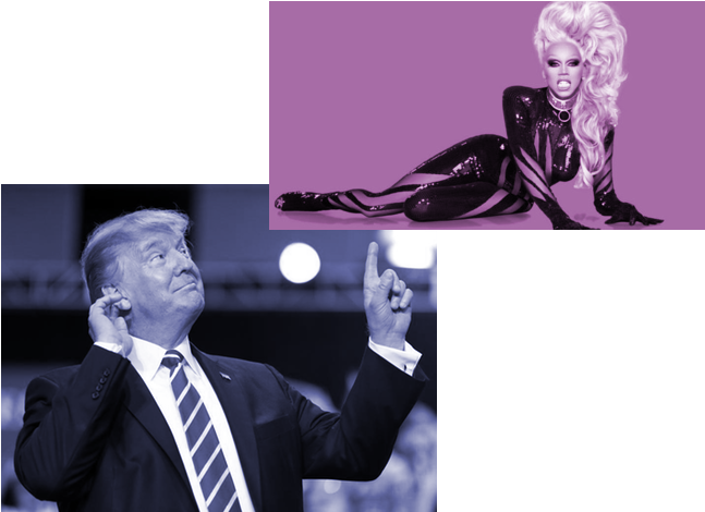 A Delicious Fake News Story About Rupaul & Donald Trump - Donald Trump Pointing Up (800x600), Png Download