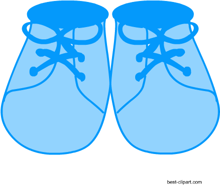 Blue Baby Shoes, Free Clip Art For Baby Shower - Transparent Background Baby Shower Clipart (450x450), Png Download