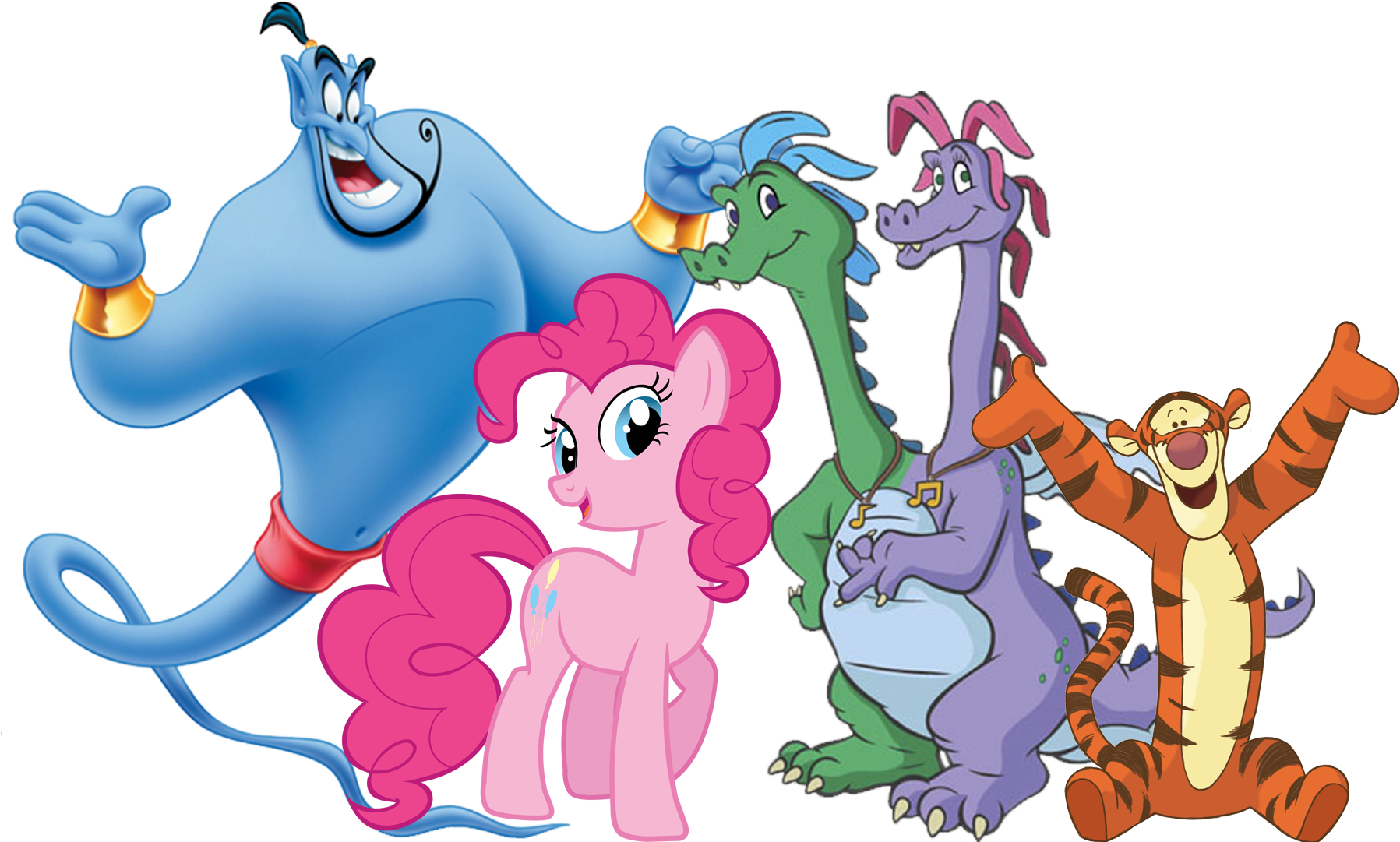 Finest Aladdin Crossover Dragon Tales Genie Laughing - Roommates Disney Winnie The Pooh Tigger Giant Wall (1797x1081), Png Download