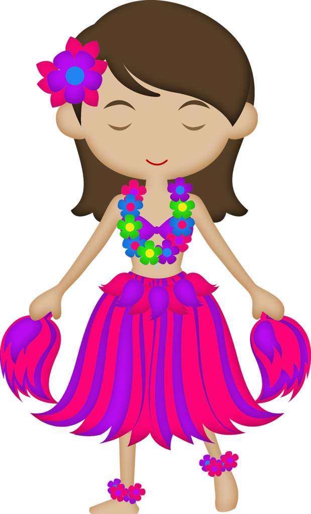 Doll Clipart Coloring Book - Hawaiian Dress Cliparts (619x1024), Png Download