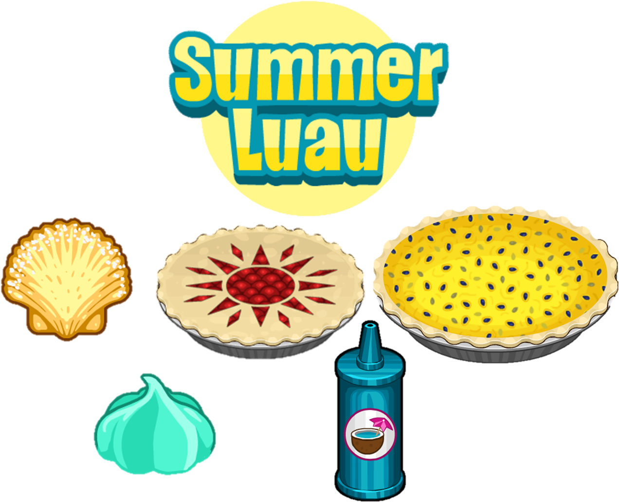 Summer Luau Ingredients - De Papa Louie Donuteria (1297x1040), Png Download