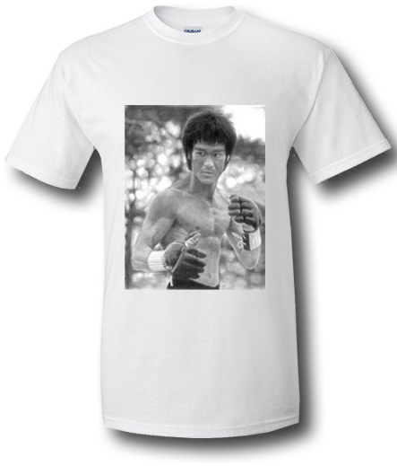 Bruce Lee T-shirt Featuring A Pencil Drawing By Mark - T-shirt (450x563), Png Download