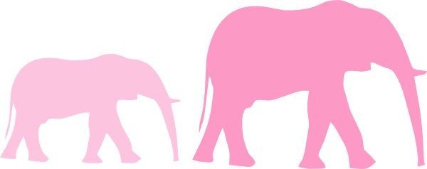 Mom And Baby Elephant Clip Art - Elephant Clip Art (600x238), Png Download