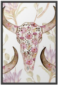 Watercolor Seamless Pattern With Skull In Flowers, - Watercolor Painting (400x400), Png Download