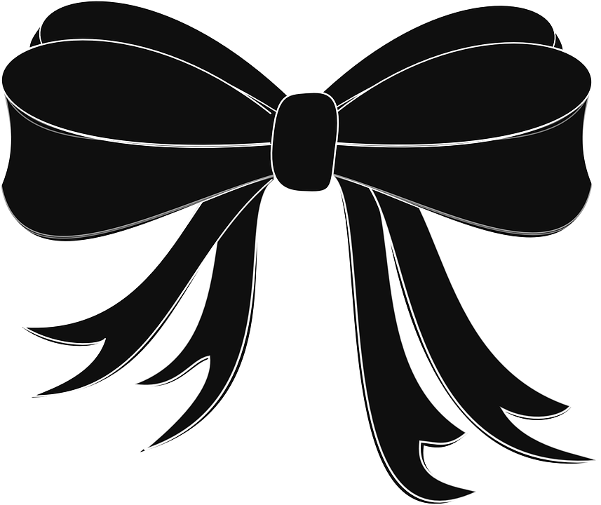 Png Ribbon Black And White Transparent Ribbon Black - Black Bow Clip Art (600x504), Png Download