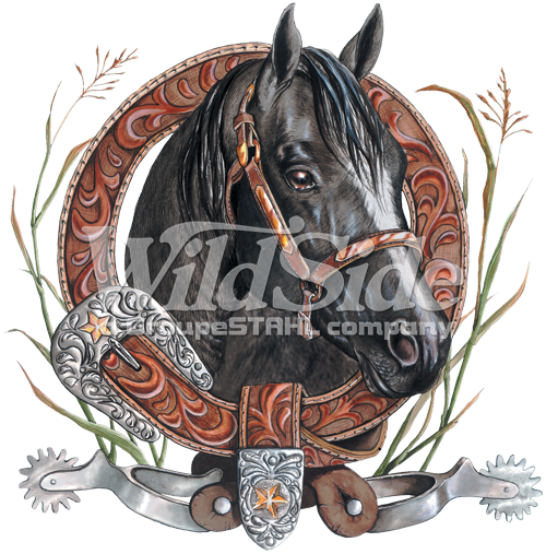 Horse Head In Belt Circle - Men's/unisex Gorgeous Horse In Western Belt Frame Long (500x507), Png Download