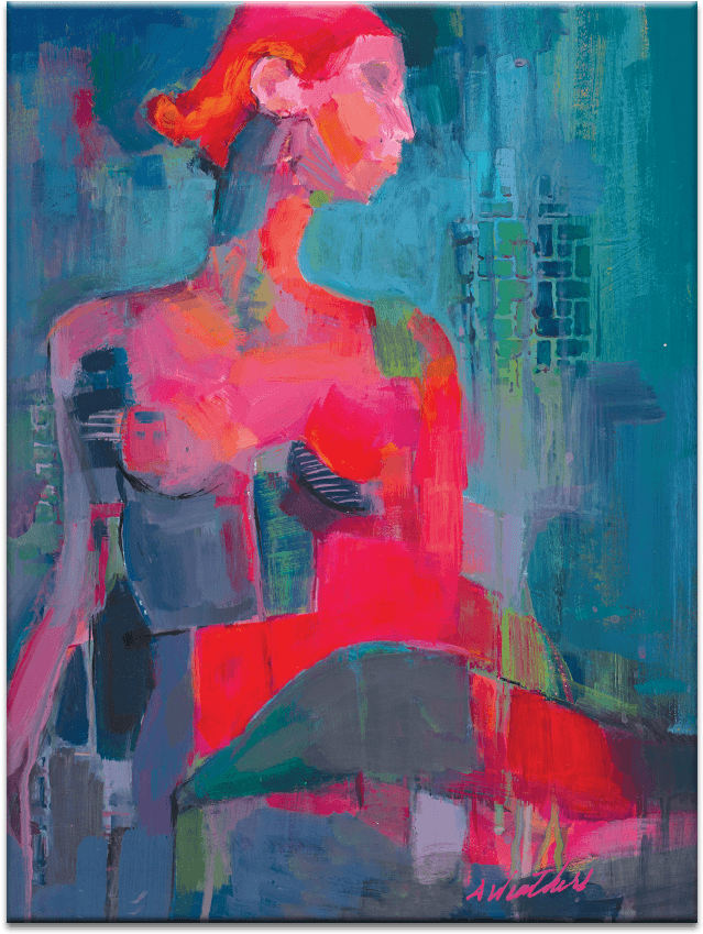 Red Kiss - Artist Lane 'red Kiss' Acrylic Painting Print (900x900), Png Download