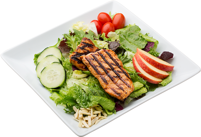 Bbq Food Plates Png - Waba Grill Salmon Salad (688x476), Png Download