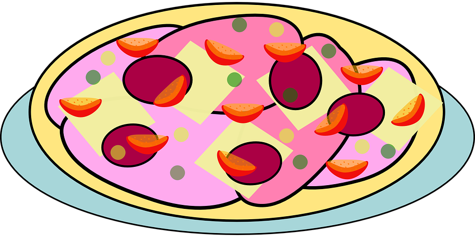 Food, Pizza, Cheese, Plate, Pepperoni, Cartoon, Italian - Animasi Food (640x320), Png Download