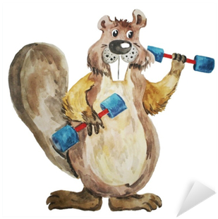 Illustration Of A Watercolor By Hand On A White Background - Castor Ilustração (400x400), Png Download