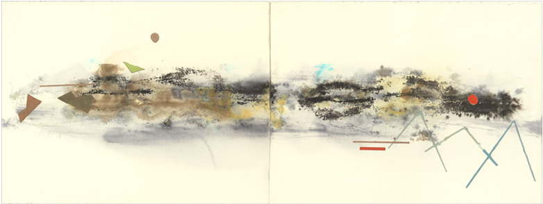 Horizontal Diptych, Ink On Paper, 0,56x1,44m, - Watercolor Paint (800x430), Png Download
