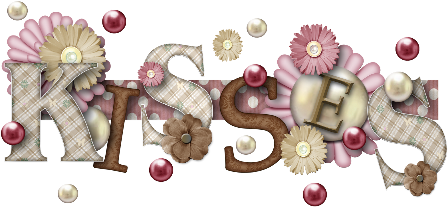 Free "kisses" Digi Scrapbook Word Art Png - Scrapbooking (1600x754), Png Download