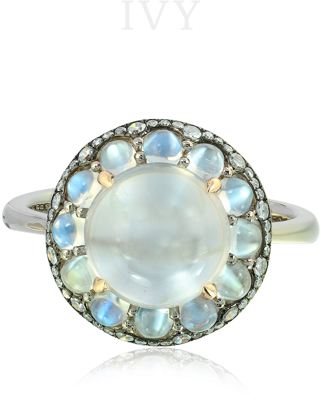 Moonstone And Diamond Ring (728x1000), Png Download