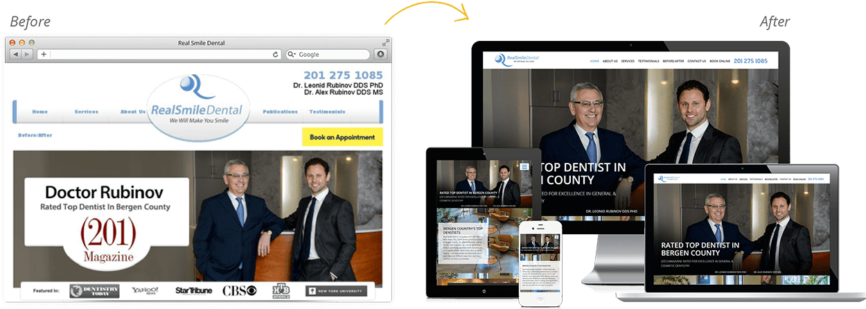 Real Smile Dental Website Design Before & After (1272x720), Png Download