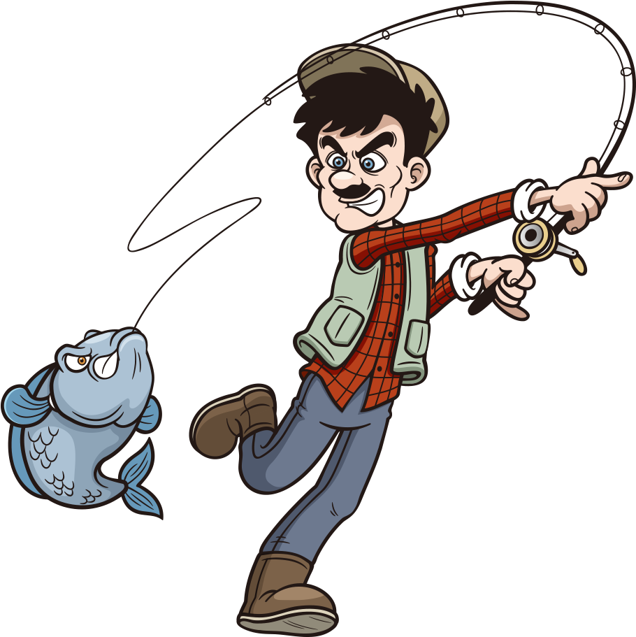 Fishing Rod Cartoon Clip Art (910x911), Png Download