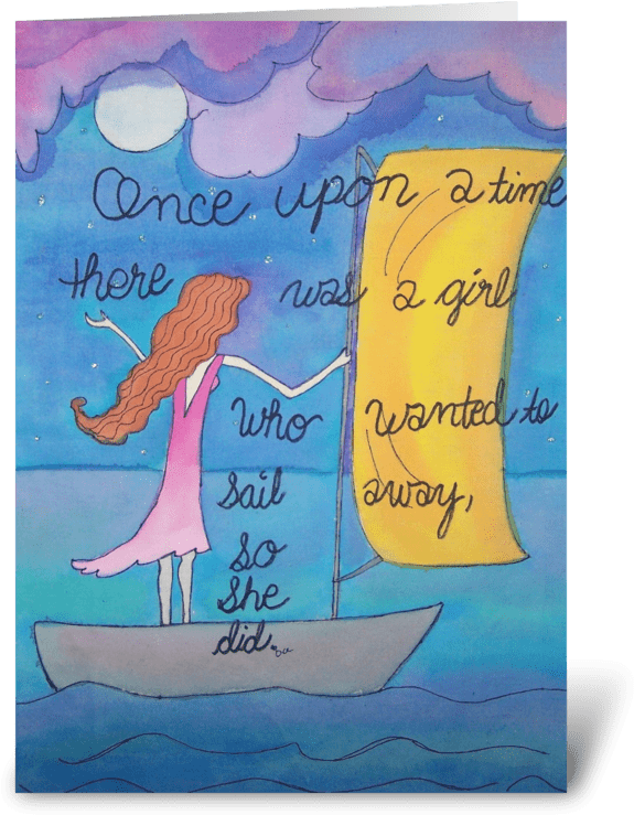 The Girl Who Wanted To Sail Away Greeting Card (700x792), Png Download