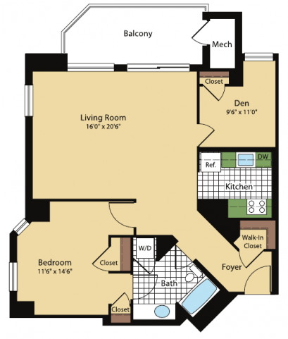 Floorplansthe Iverson With Den (640x480), Png Download