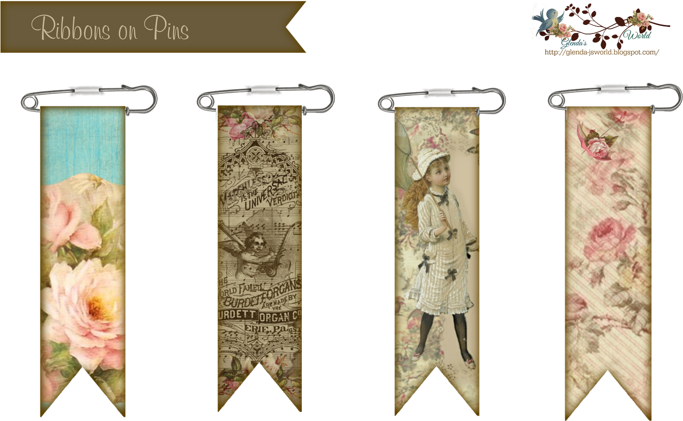Pins With Ribbons By Glenda@glenda's World (1386x1108), Png Download