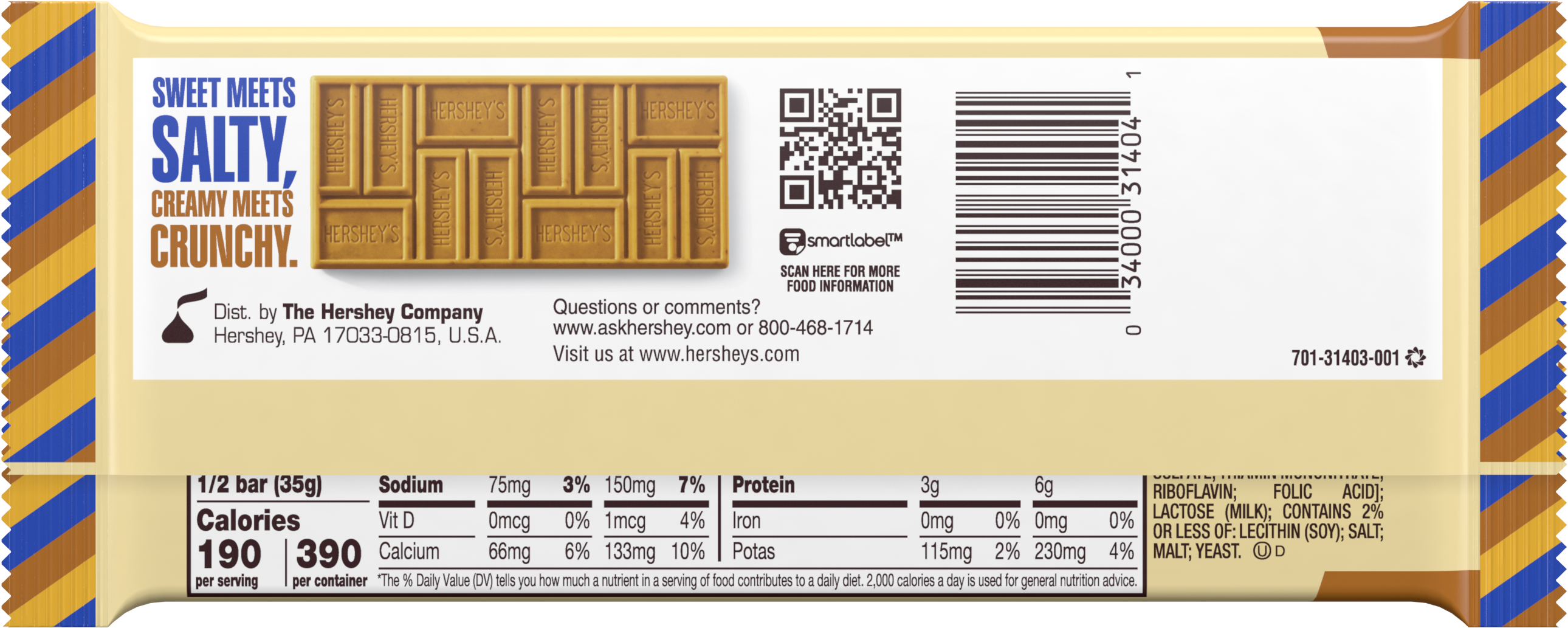 Hershey's Gold, Peanuts And Pretzels Candy Bar, (3000x3000), Png Download