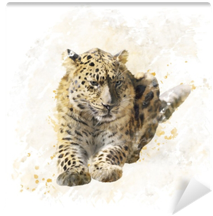 Art Print: Sunnys's Leopard Portrait Watercolor, 30x30cm. (400x400), Png Download