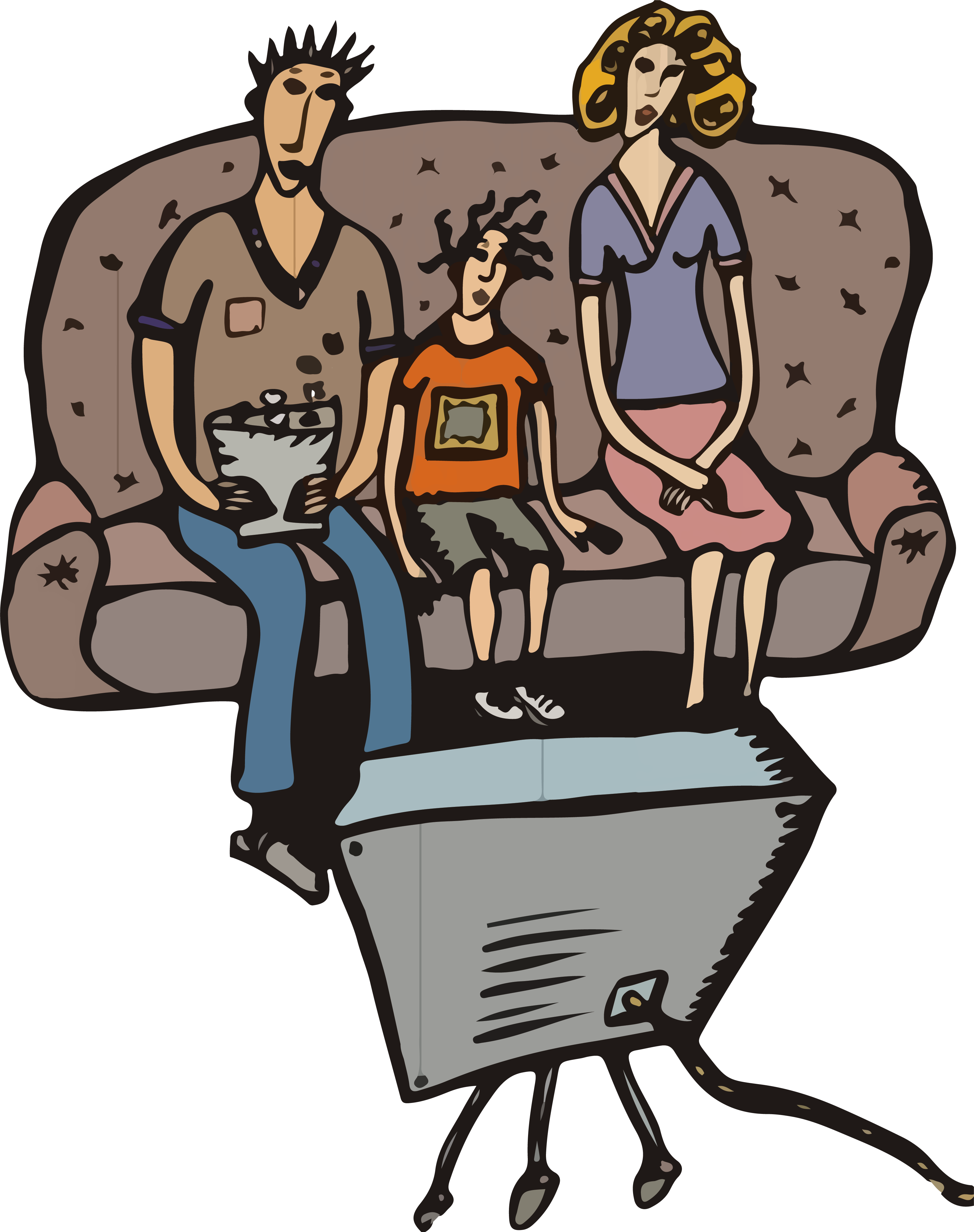 Png Royalty Free Library Family Watching Tv Clipart - Family Watching Tv Together (3368x4257), Png Download
