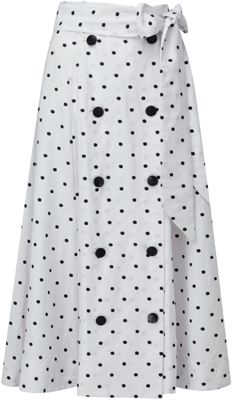 Diana Double Breasted Embroidered Polka Dot Linen Skirt - Polka Dot (414x600), Png Download