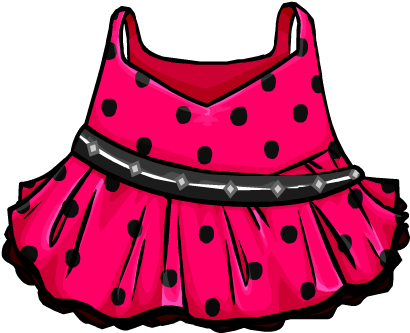 Pink Polka Dot Dress - Club Penguin (435x366), Png Download