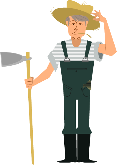 Farmercartoon Png (397x560), Png Download