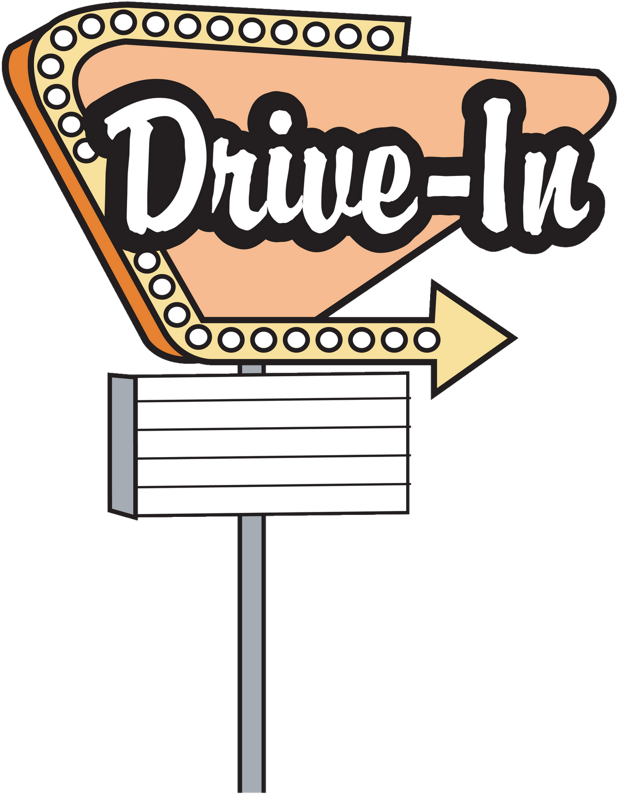 Download Hd Black And White 50s Clipart Throwback Drive In Movie Theater Sign Transparent Png Image Nicepng Com
