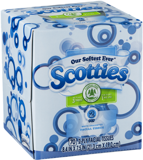 Scotties Facial Tissue, White Unscented, 2-ply - 75 (600x600), Png Download
