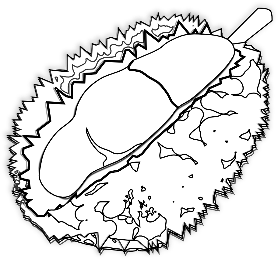 Food Durian Durian Black White Line Art 999px 385 - Durian Icon White Png (999x1050), Png Download