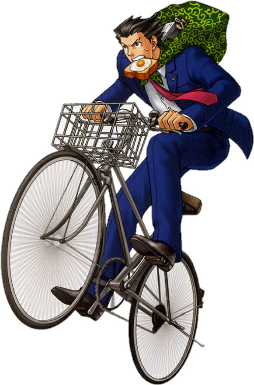 Phoenix Riding A Bike - Phoenix Wright Bicycle (521x789), Png Download